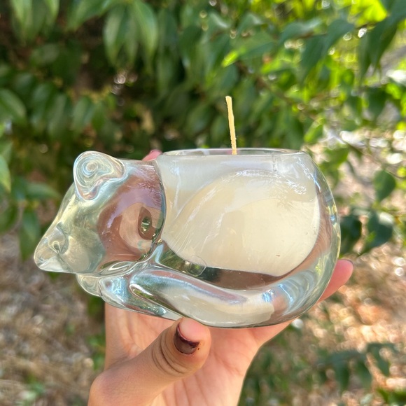 Sleeping cat candle, Indiana glass sleeping cat candle - Picture 4 of 6